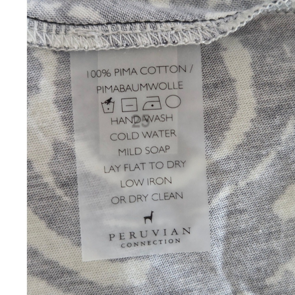Peruvian Connection Graffito Carlyle Dress L Ivory Charcoal Pima Cotton Boho EUC - Picture 7 of 12